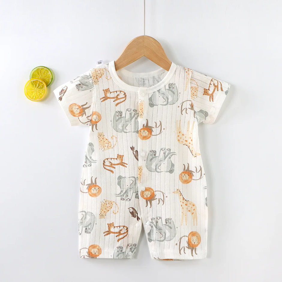 New Baby Onesies Climbing Clothes Pure Cotton Summer Newborn Boys Girls Rompers Short-Sleeved Thin Harness Infant Clothes