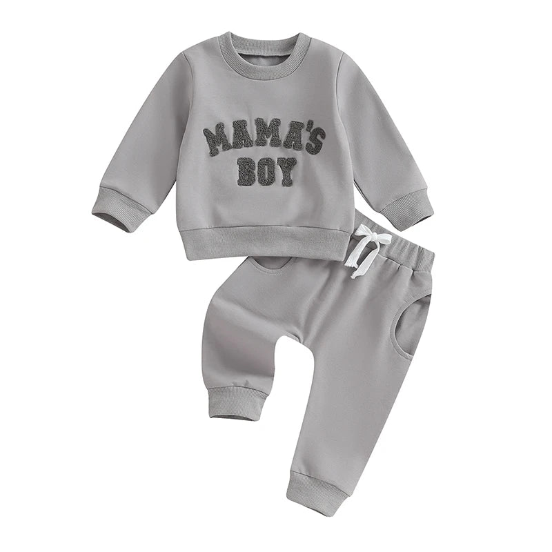 0-3Y Newborn Toddler Baby Boy Fall Winter Outfits Letter Crewneck Sweatshirt Casual Pants Set 2Pcs Clothes