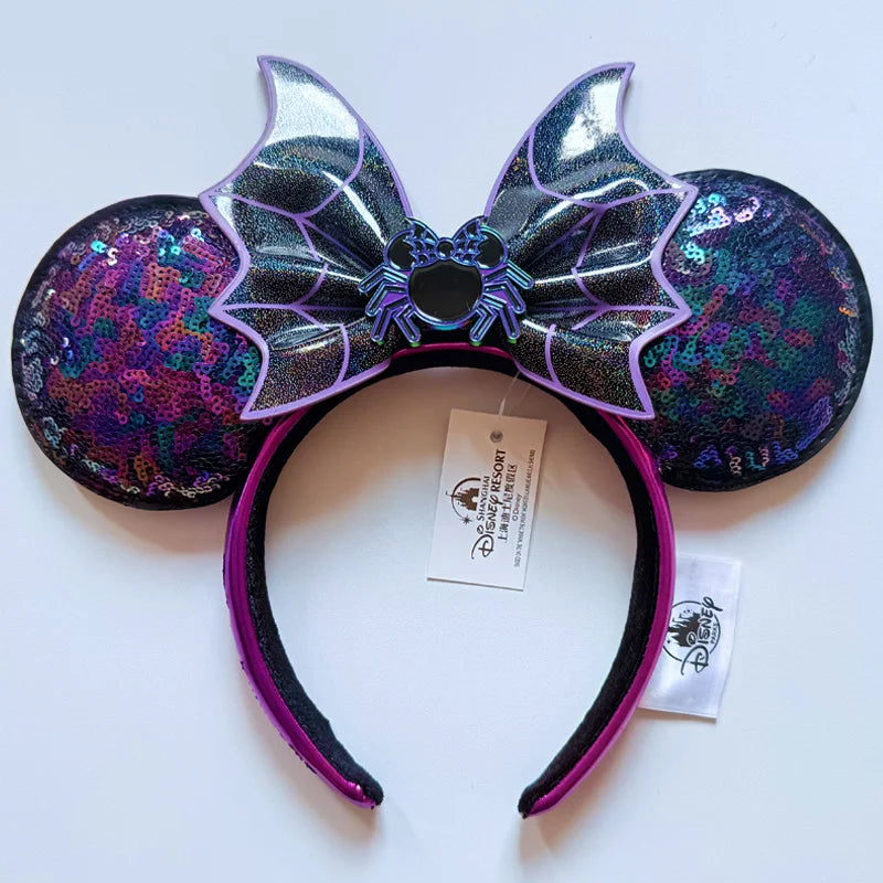 Disney Princess Headband Mickey Ear Rapunzel Snow White Sequin Bow Hair Hoop Gift Girl Accessories Halloween Gift Christmas Jack