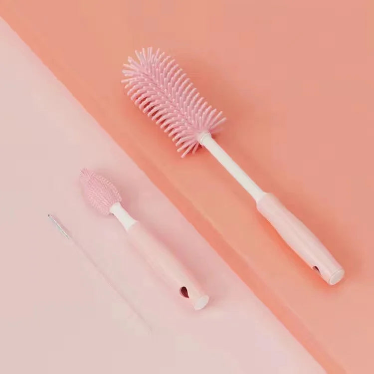 Silicone Bottle Cleaning Brush Baby Pacifier Straw Scrubber Small Brush 360 Degree Glass Cup Washing Kitchen Cleaning Tool Set