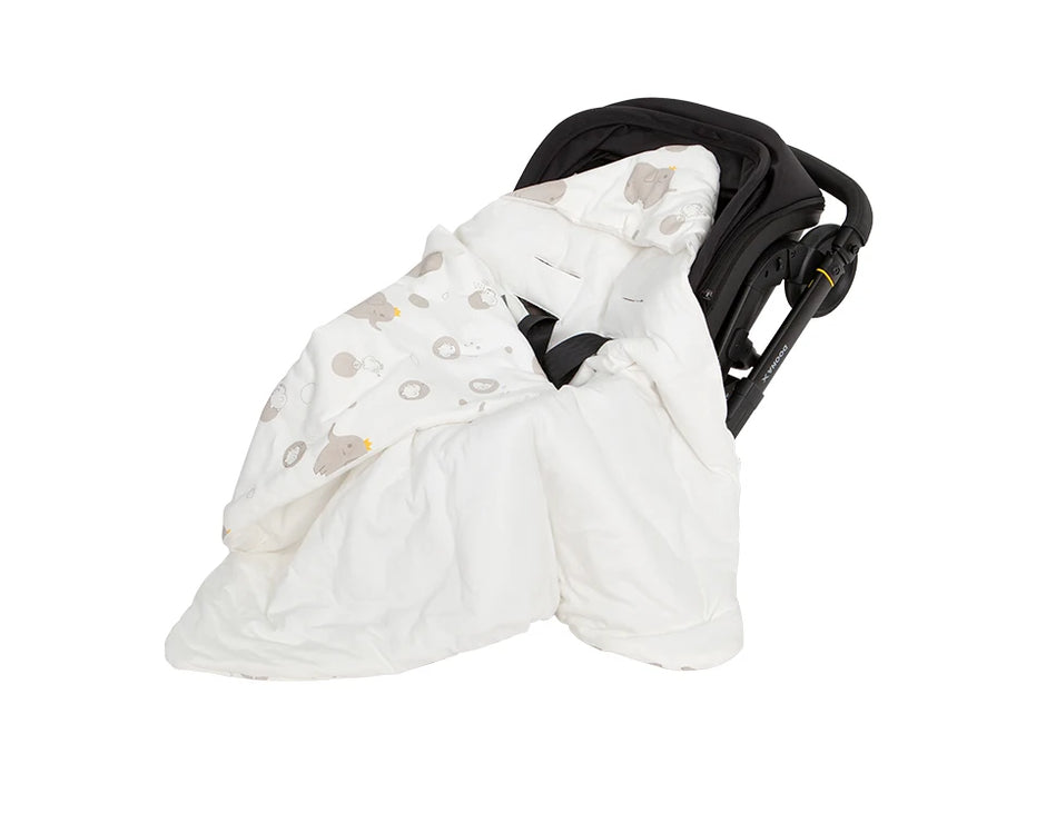 Newborn Baby Blanket With Windproof Hooded In Infant Car Seat Warm For Newborn Hospital Discharge Grey Elephant 0-6 Months