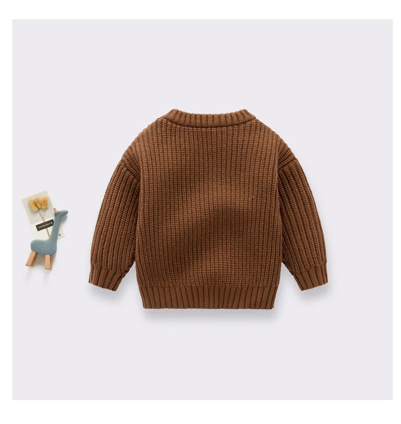 0-6T Newborn Baby Sweater Kid Boy Girl Winter Clothes Warm Thick Knit Pullover Top Infant Long Sleeve Basic Knitwear Outfit