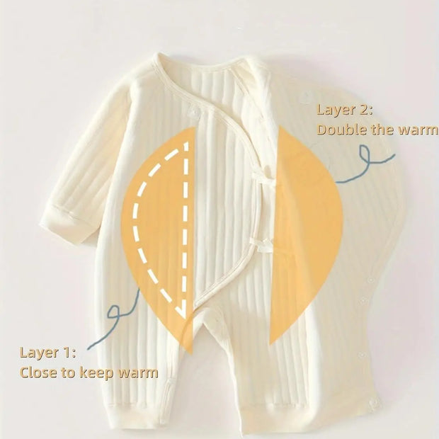 Somenie Boys Girls Bodysuit Newborn Winter Onesie Clothes Cotton Toddler Home Wear  0-6M Thickened Spring and Autumn Clothing