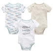 New Baby Boy Clothes Summer 100%Cotton Blue Grey Tie Print Three Piece Short Sleeve Bodysuit Pants vetements bebe For 0-12M