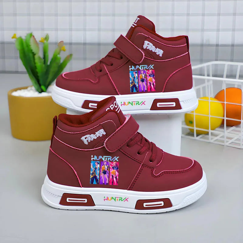 New Kpop Demon Hunter Children Sneakers For Girls High-Top Shoe Autumn White Shoe Casual Running Shoe Anti Slip Soft Sole Tenis