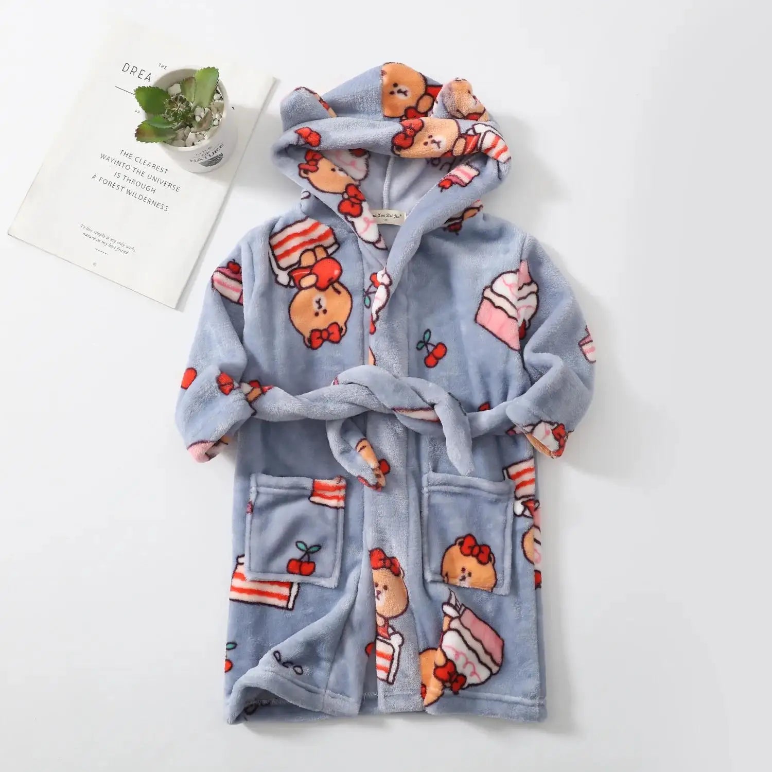 Warm Soft Children Flannel Pajamas Boy Astronaut Robe Winter Christmas Kids Bathrobe Baby Girl Homewear Child Sleepwear 2-12Year