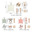Let's Make Baby Bath Toy Set Double Sided Cotton Blankets Crochet Rattle Wooden Ring Infant Teether Bath Brush For Newborn Gift