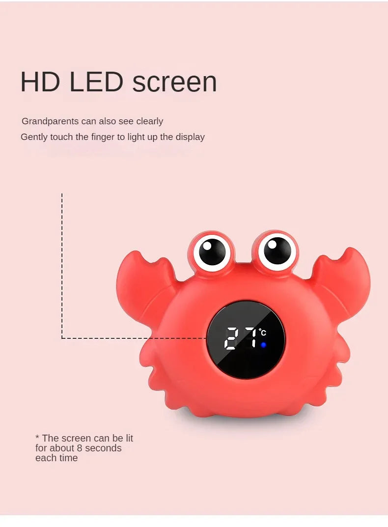 مقياس حرارة ماء حوض استحمام الأطفال، عائم، رقمي، شاشة LED، جهاز قياس درجة الحرارة، آمن، برسومات كرتونية