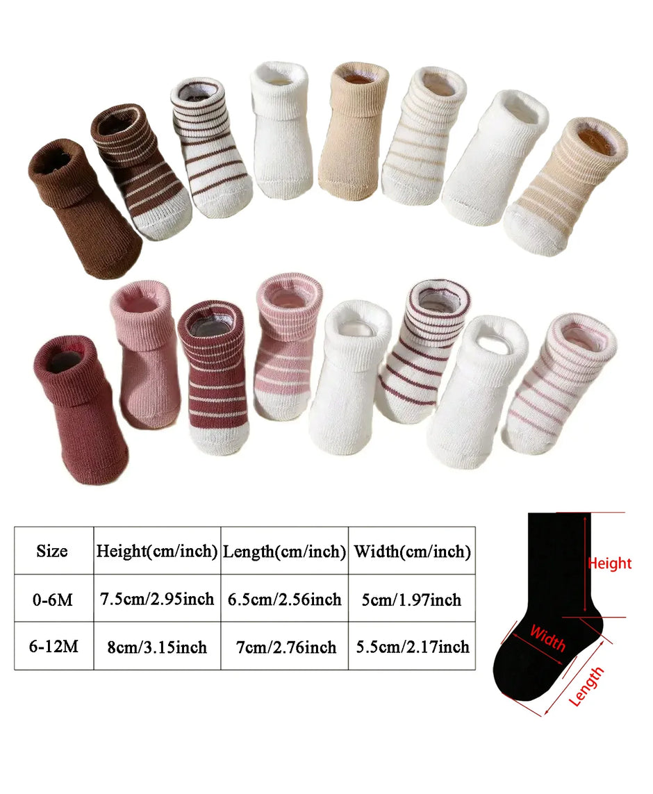 4 Pairs Baby Socks 0-12 Months, Non-Slip Infant Soft Socks for Boys and Girls, Newborn Baby Cute Ankle Socks Spring and Autumn