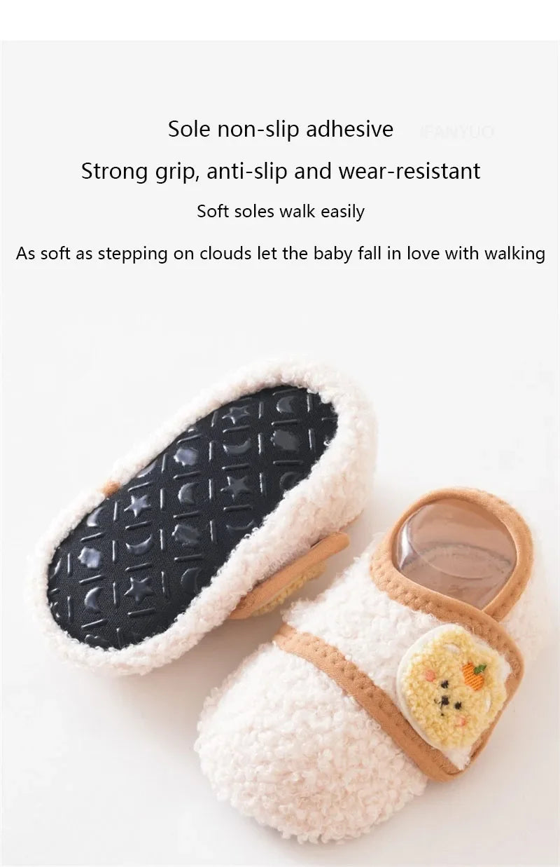 0-5Y Baby Non Slip Floor Socks Soft Sole Anti Skid Walking Socks Fleece Lined Toddler Socks Winter Indoor Shoes Infants Kids‌