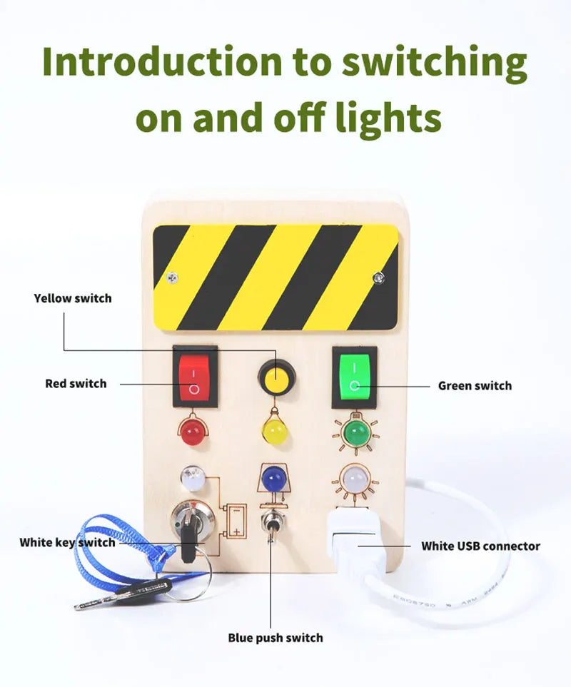 Montessori Busy Board Children Toys Led Light Switch Simulate Car Steering Wheel Travel Activities Sensory Game Educational Toys