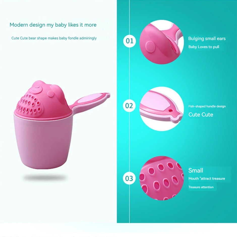 Cute Cartoon Baby Bath Caps Toddler Shampoo Cup Children Bathing Bailer Baby Shower Spoons Child Washing Hair Cup Kids Bath Tool