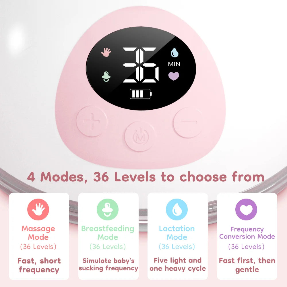 MAMIJOY Wearable Electric Breast Milk Extractor 4 Modes 36 Suction Levels Hands Free Breast Pumps Milk Collector with Travel bag