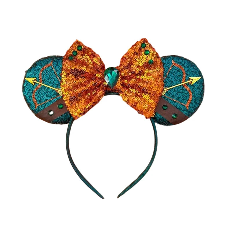 2025 New Style Mickey Minnie Ear Headband Sequin Bows Girl Adult Kids Halloween Party Cosplay Hair Accessories Princess Hairband