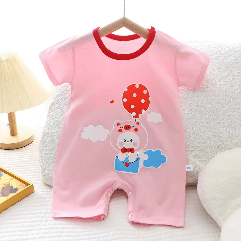 Infant Toddler Crawling Clothes Cotton Summer Boys Girls Thin Baby Short Sleeve Romper Children's Onesie
