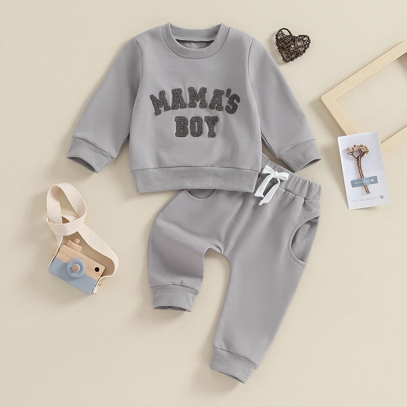 0-3Y Newborn Toddler Baby Boy Fall Winter Outfits Letter Crewneck Sweatshirt Casual Pants Set 2Pcs Clothes