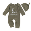 Citgeett Autumn Infant Baby Boy Romper Casual Letter Print Long Sleeve Jumpsuit Beanies Hat Set Fall Outfit Clothes