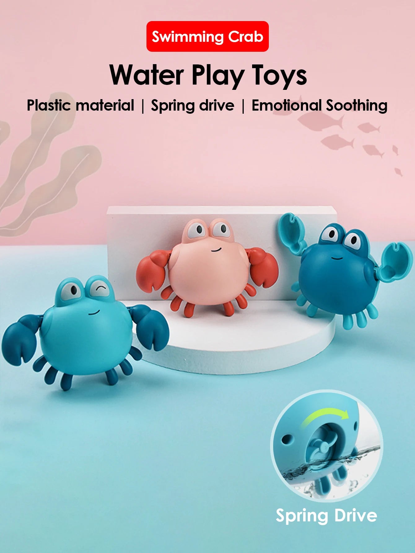 2Pcs Baby Toys Bathing Cartoon Animal Crab Swimming Pool Water Play Game Chain Clockwork Bath Toys For Children