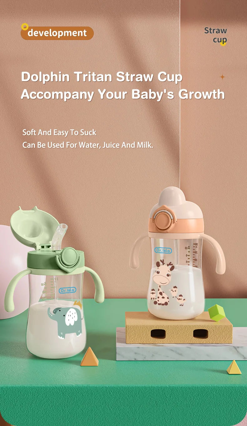 MAMIJOY 300ml Baby Water bottles Baby Feeding Cup With Straw Children Learn Feeding Drinking Bottle Kids Training Cups BPA Free