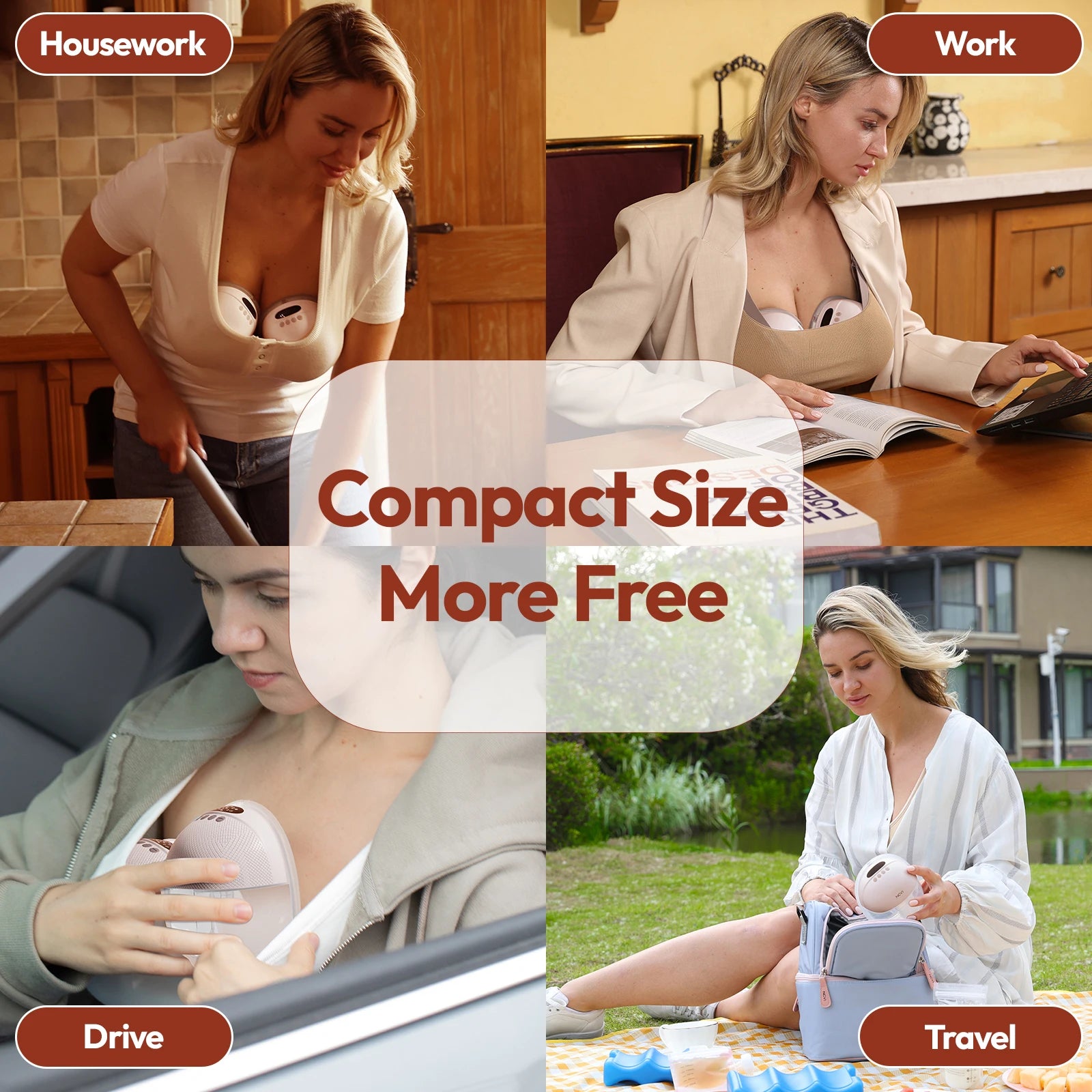 NCVI Electric Breast Pump,Wearable for Breastfeeding,Hands-Free, 4 Modes 9 Levels, 3 Flange Sizes(19/21/24mm), Smart Display