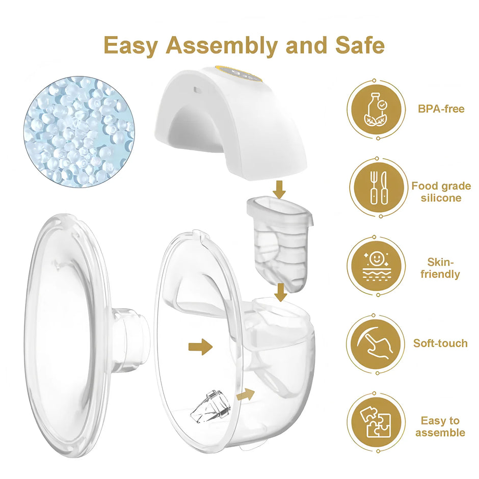 Wearable Breast Pump Smart Household Electric Breast Pumps Comfort Milk Collector with LED Display 3 Modes
