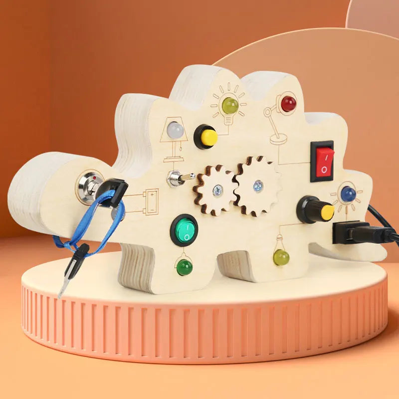 Montessori Busy Board Children Toys Led Light Switch Simulate Car Steering Wheel Travel Activities Sensory Game Educational Toys