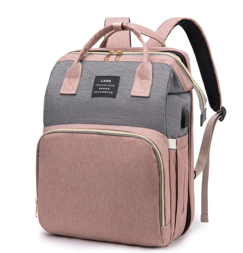Folding Mommy Bag Lightweight Portable Folding Crib Bed Large-capacity Baby Backpack Female Mommy Outting Bag Mummy Bag