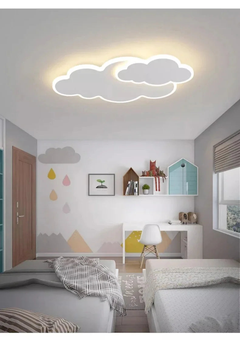 AuroraRealm Children's Bedroom LED Ceiling Lamp Creative White Cloud Boy Girl Study Fixture Lustre Home Decor Living Room Lights