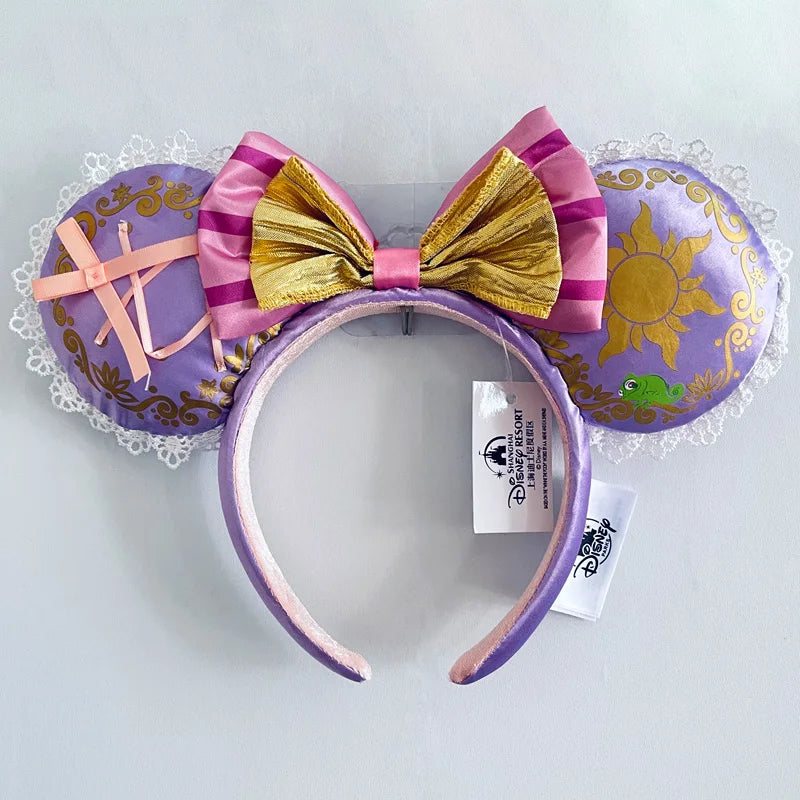 Disney Princess Headband Mickey Ear Rapunzel Snow White Sequin Bow Hair Hoop Gift Girl Accessories Halloween Gift Christmas Jack