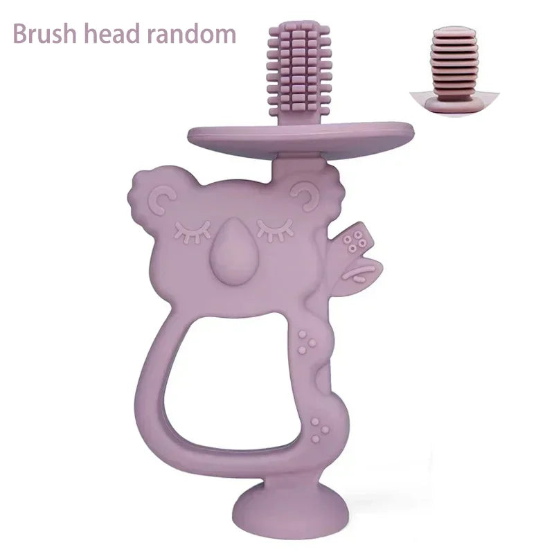 Animal Koala Safe Toddle Teether Chew Toy Teething Ring Infant Baby Silicone Training Toothbrush BPA Free Rodent Baby Accessorie