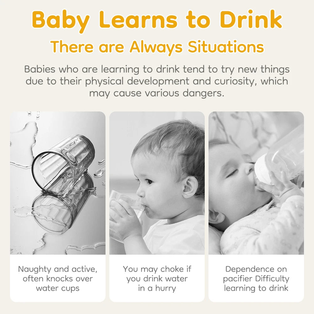 MAMIJOY 280ml Baby Learning Drinking Cup With Handle 360 Degrees Drinking Water Baby Sucking Cup Flip Lid Leakproof Infants WC32