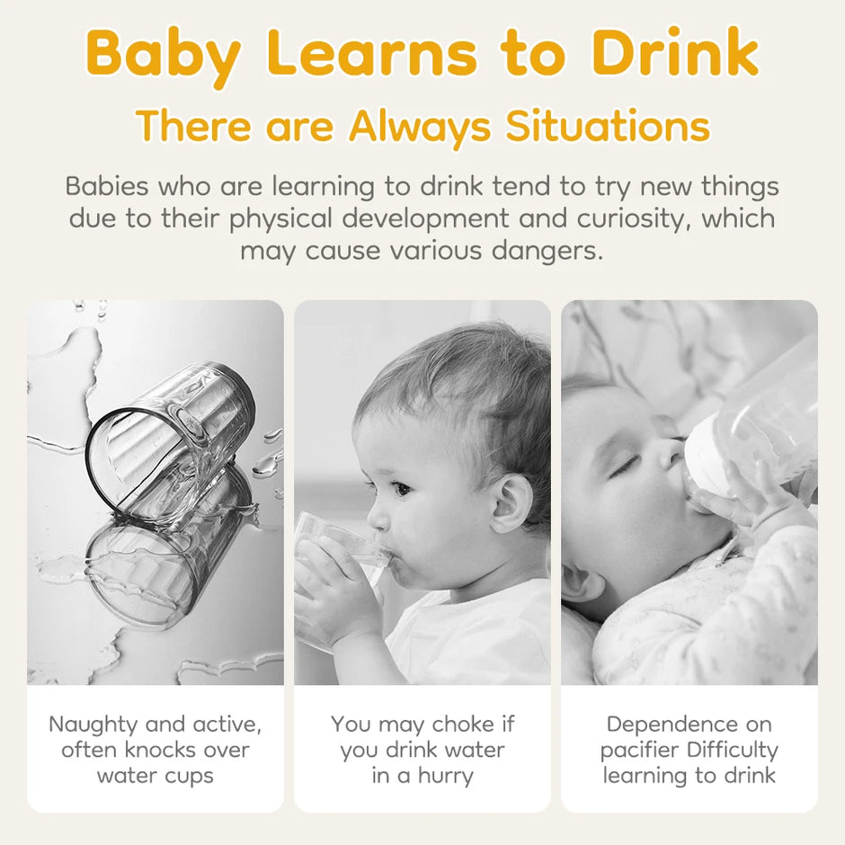 MAMIJOY 280ml Baby Learning Drinking Cup With Handle 360 Degrees Drinking Water Baby Sucking Cup Flip Lid Leakproof Infants WC32