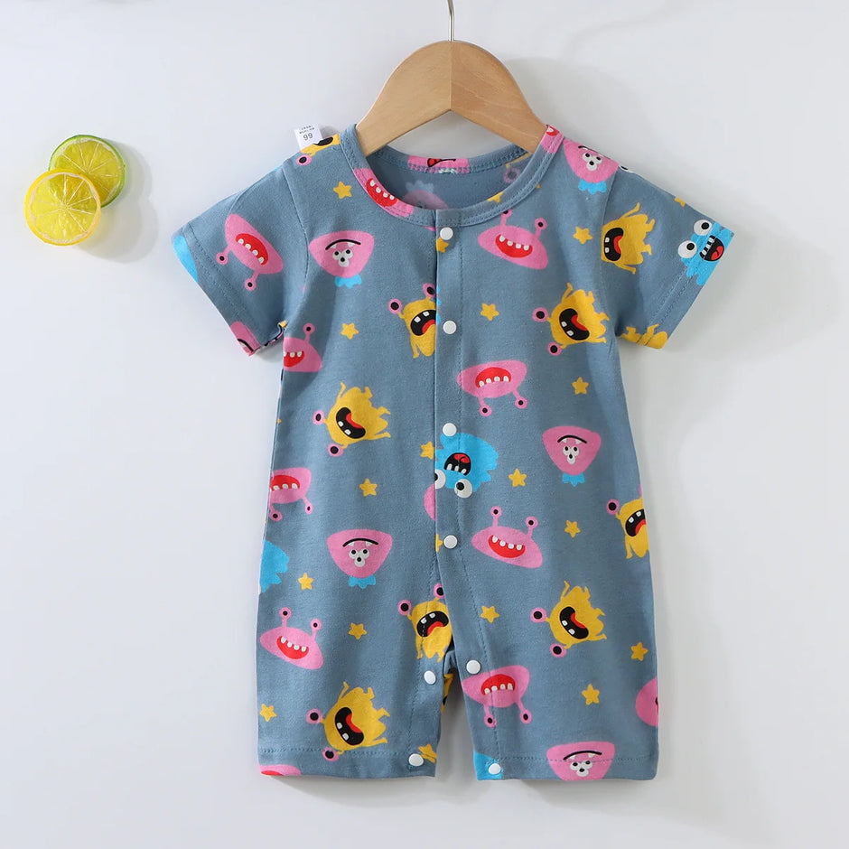 New Baby Onesies Climbing Clothes Pure Cotton Summer Newborn Boys Girls Rompers Short-Sleeved Thin Harness Infant Clothes