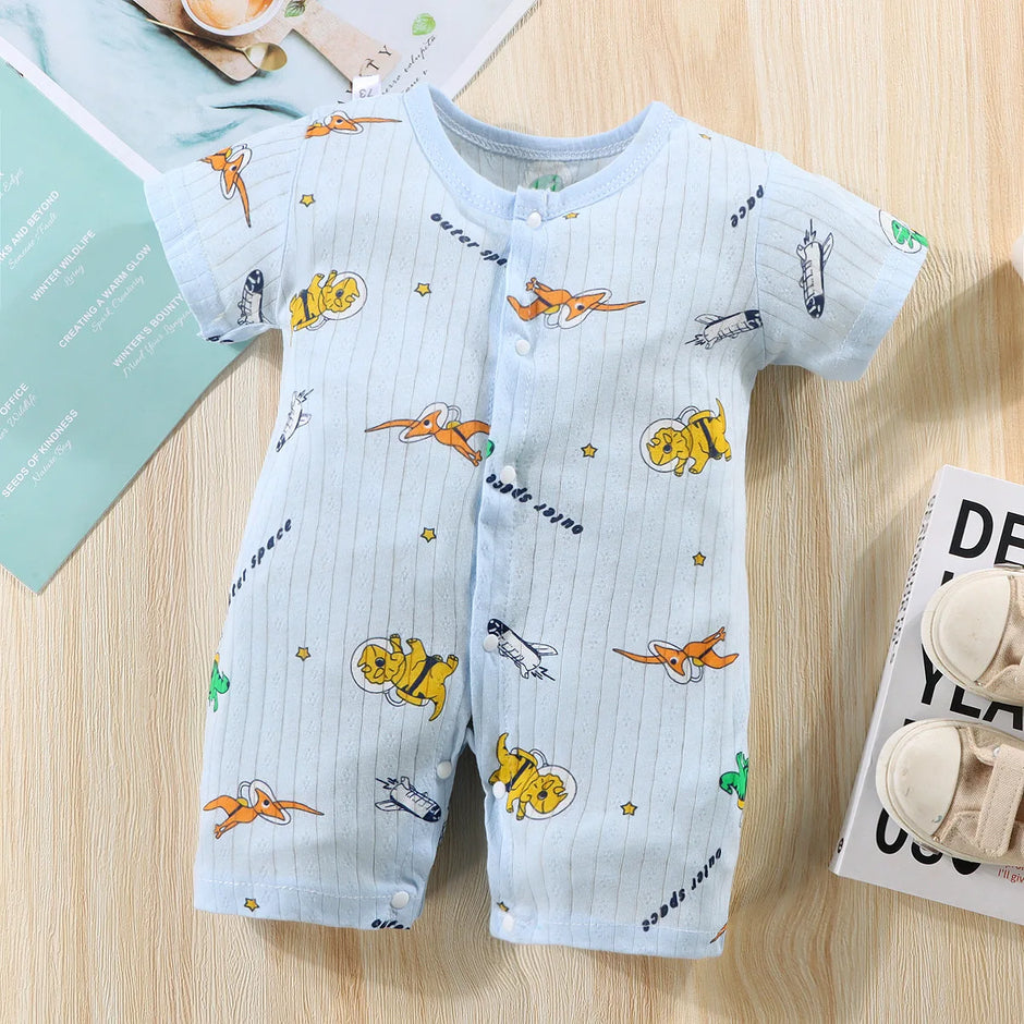 New Baby Onesies Climbing Clothes Pure Cotton Summer Newborn Boys Girls Rompers Short-Sleeved Thin Harness Infant Clothes