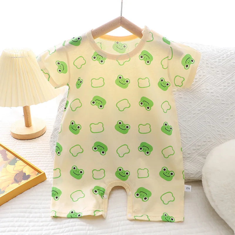 Infant Toddler Crawling Clothes Cotton Summer Boys Girls Thin Baby Short Sleeve Romper Children's Onesie