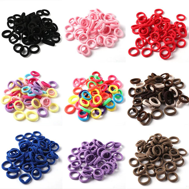 50pcs 3cm Candy Color Nylon Elastic Hair Bands Rubber Bands Scrunchies Hair Ropes Ponytail Holder Hair Accessories Set Black Red