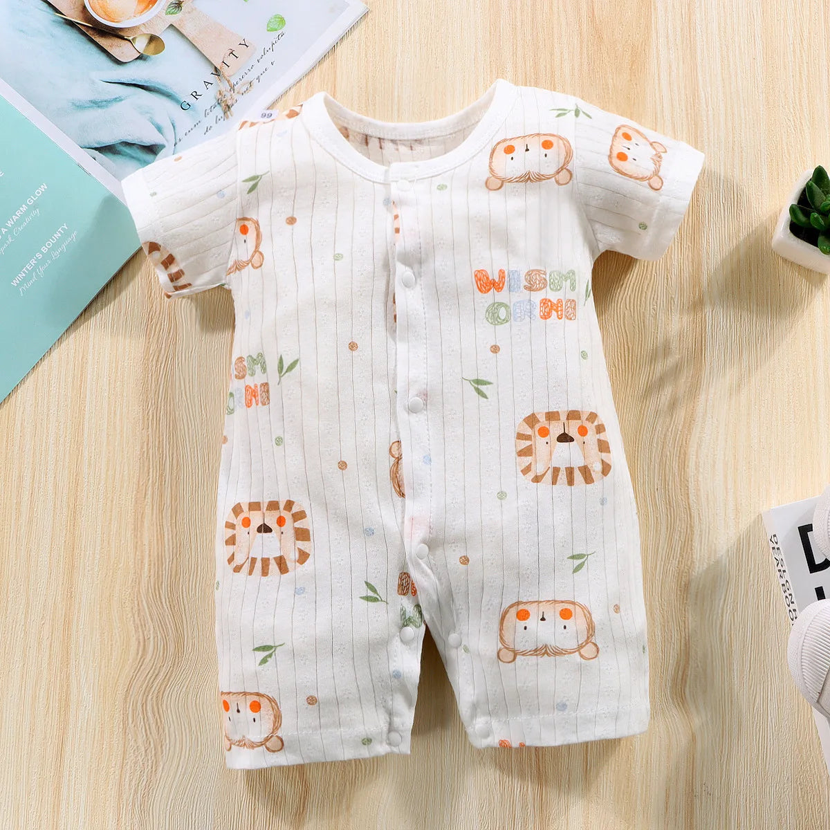 New Baby Onesies Climbing Clothes Pure Cotton Summer Newborn Boys Girls Rompers Short-Sleeved Thin Harness Infant Clothes