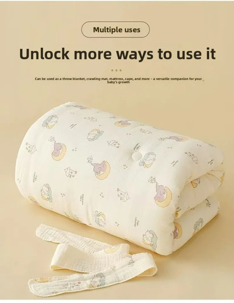 High Quality Cotton Newborn Swaddle Blanket with Cute Bunny Ears Hospital Delivery Wrap Extra Soft Thermal Baby Swaddling New