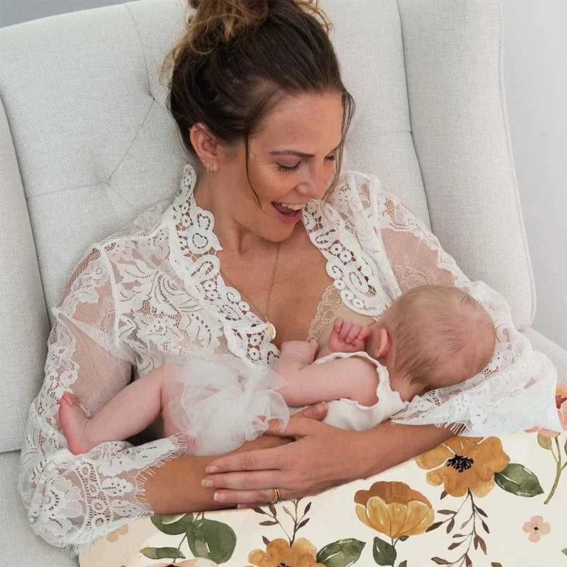 Breathable Stretch Nursing Pillow Cover Detachable Infant Support Cushion Versatile Baby Sitting Aid for Home/Travel 0-12 Months