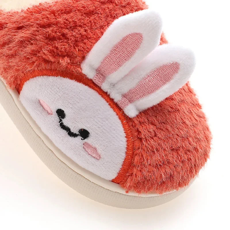 New Slippers For Home For Children Boys Girls Autumn Winter Home Furry Cute Flip Flops Rabbit Indoor Wooden Floor Warm Cotton Sh