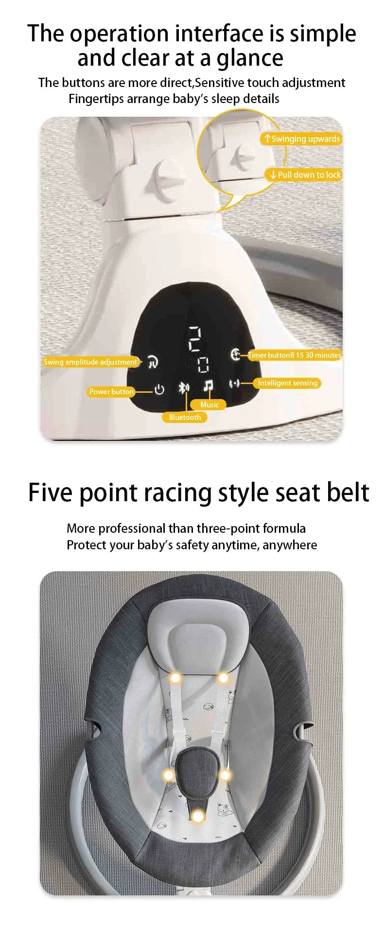 Multipurpose Electric Baby Sleep Rocking Chair Automatic Swing Infant Rocker Comfort Cradle Stroller Toys for Baby 0-3 Years Old
