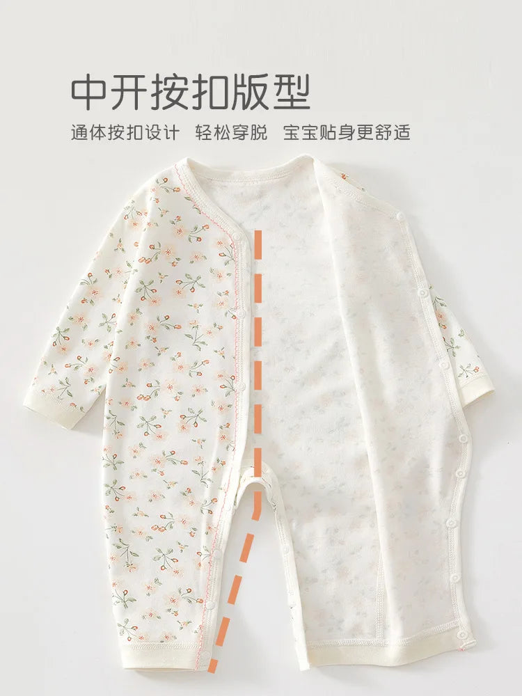 Charming Baby Romper for Spring & Fall, Soft Pure Cotton Onesie, Princess & Prince Style, Perfect Infant Crawling Suit.
