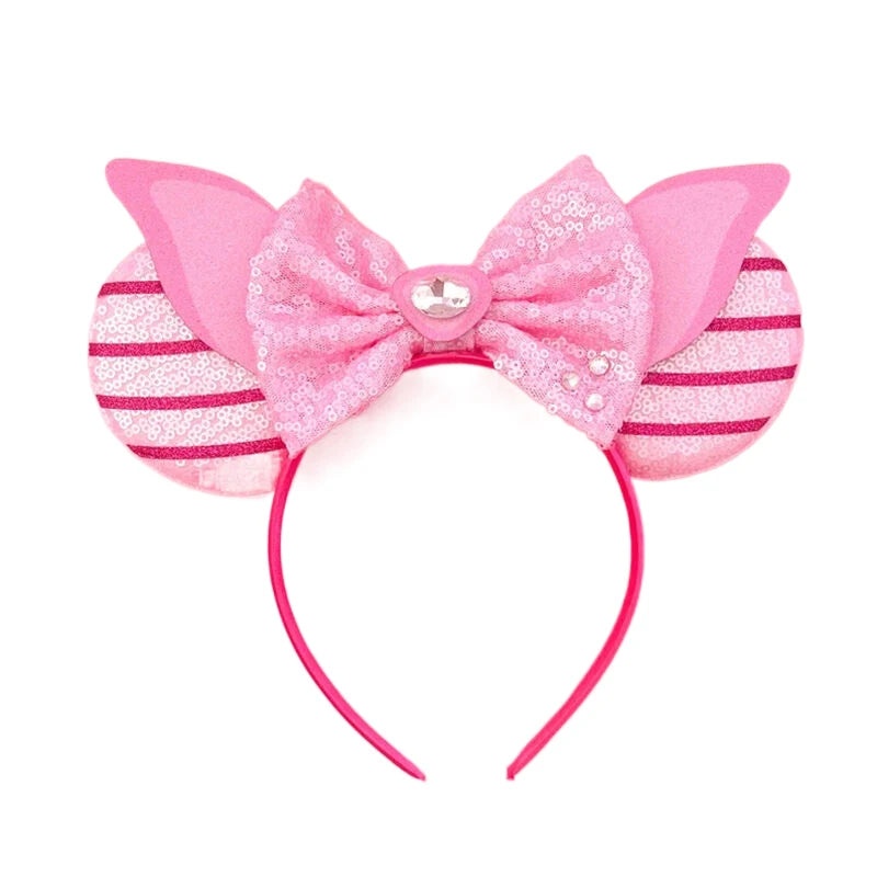 2025 New Style Mickey Minnie Ear Headband Sequin Bows Girl Adult Kids Halloween Party Cosplay Hair Accessories Princess Hairband