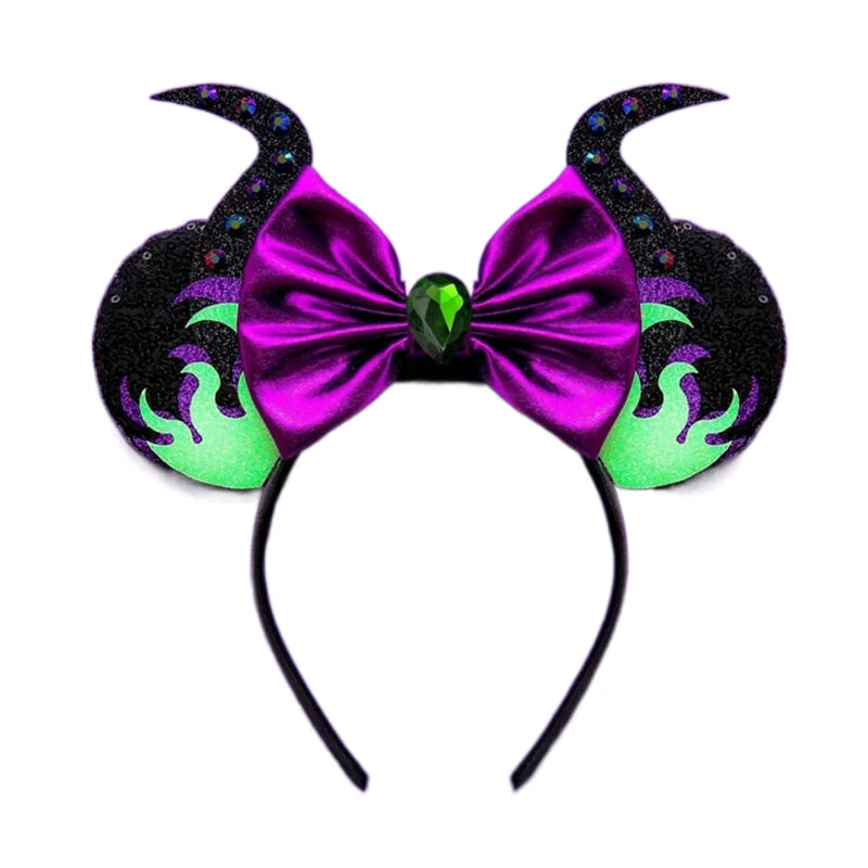 2025 New Style Mickey Minnie Ear Headband Sequin Bows Girl Adult Kids Halloween Party Cosplay Hair Accessories Princess Hairband