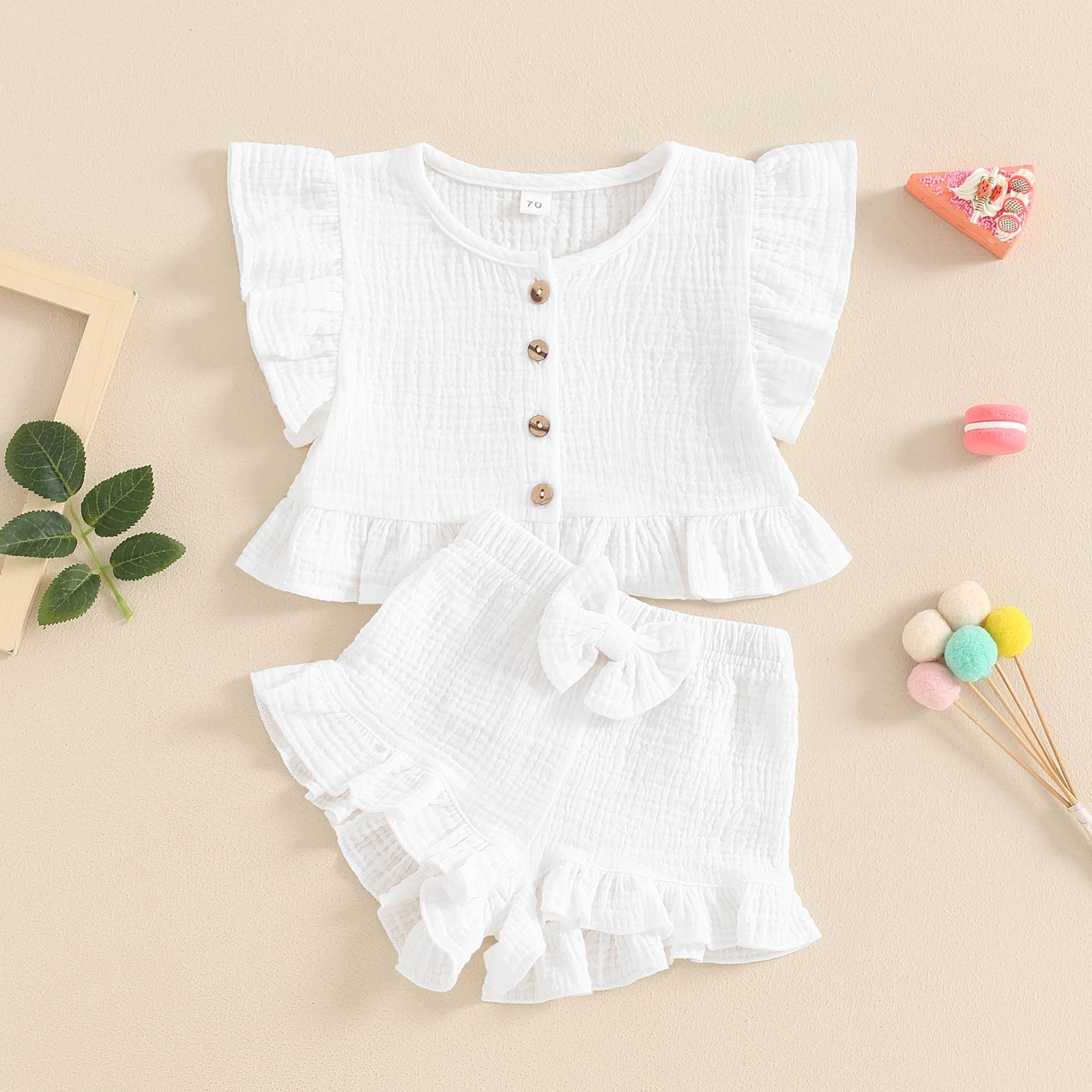 ma&baby 6M-4Y Toddler Infant Kid Baby Girl Clothes Sets Ruffle Button Tops Shorts Summer Casual Clothing Outfits
