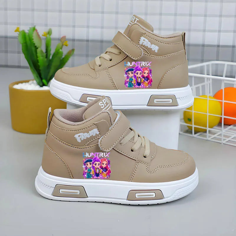 New Kpop Demon Hunter Children Sneakers For Girls High-Top Shoe Autumn White Shoe Casual Running Shoe Anti Slip Soft Sole Tenis