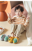 Boys Girls Winter Home Cotton Shoes Cartoon Dinosaur Embroidery Plush Slippers Back Wrap Soft Sole Non-slip Indoor Warm Shoes