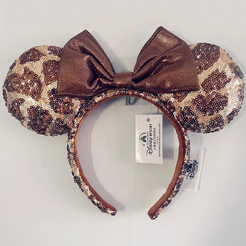 Disney Princess Headband Mickey Ear Rapunzel Snow White Sequin Bow Hair Hoop Gift Girl Accessories Halloween Gift Christmas Jack