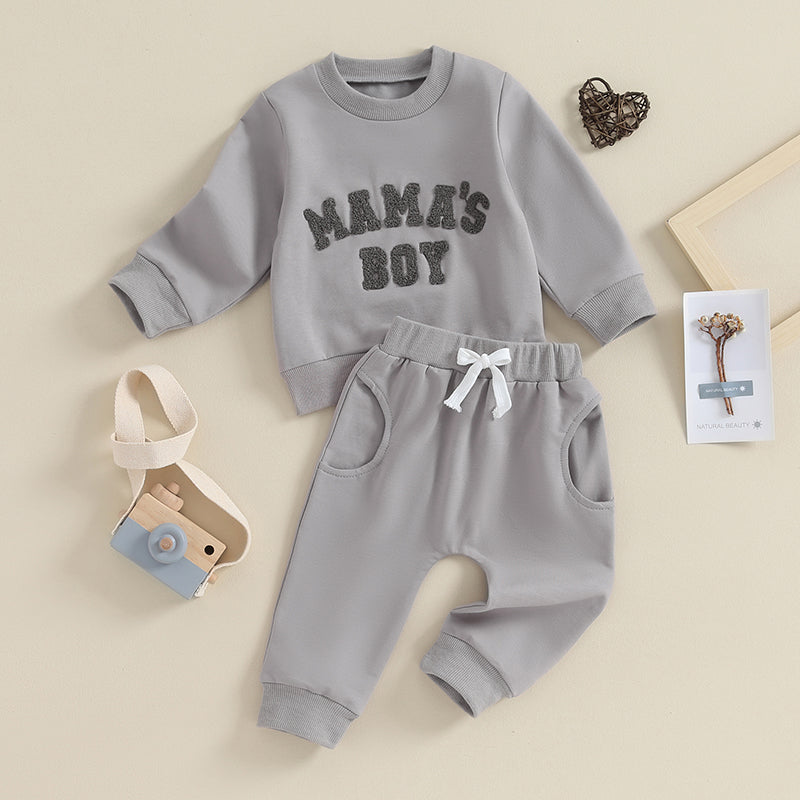 0-3Y Newborn Toddler Baby Boy Fall Winter Outfits Letter Crewneck Sweatshirt Casual Pants Set 2Pcs Clothes