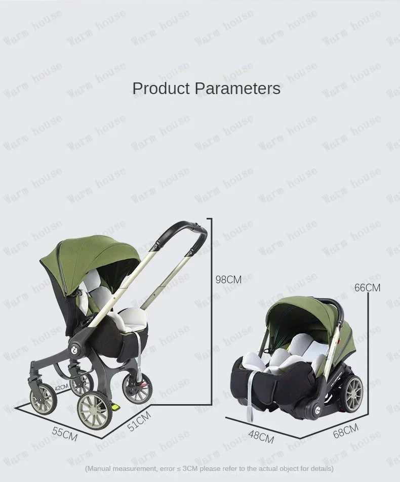 2025 New Baby Stroller 4in1 Multifunctional Newborn Baby Stroller 3in1 Foldable Basket Type Seat Lightweight Travel Pram